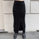 Gaelle Paris - Gonna lunga in maglieria con spacco sul davanti - GAABW11481 - Nero