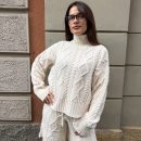 Gaelle Paris - Pullover con motivo a treccia e collo alto - GAABW11430 - Crema