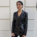 GL for Her - Giacca doppiopetto con colletto rever e tasche in ecopelle - GLD9019JW - Nero