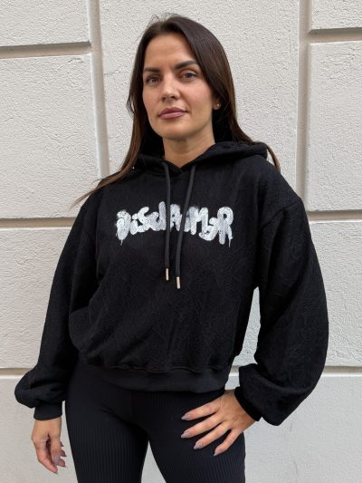 Disclaimer - Maglia donna con cappuccio in pizzo e felpa - 26IDS55916 - Nero