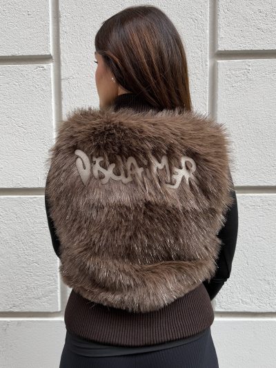 Disclaimer -Eco-fur jacket donna smanicato in pelliccia - 26IDS55968 - Marrone