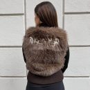 Disclaimer -Eco-fur jacket donna smanicato in pelliccia - 26IDS55968 - Marrone