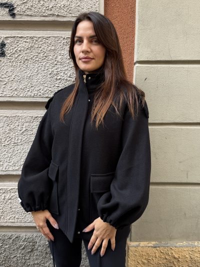 Berna - Cappottino corto con tasconi e coulisse - W 264062-1 - Nero
