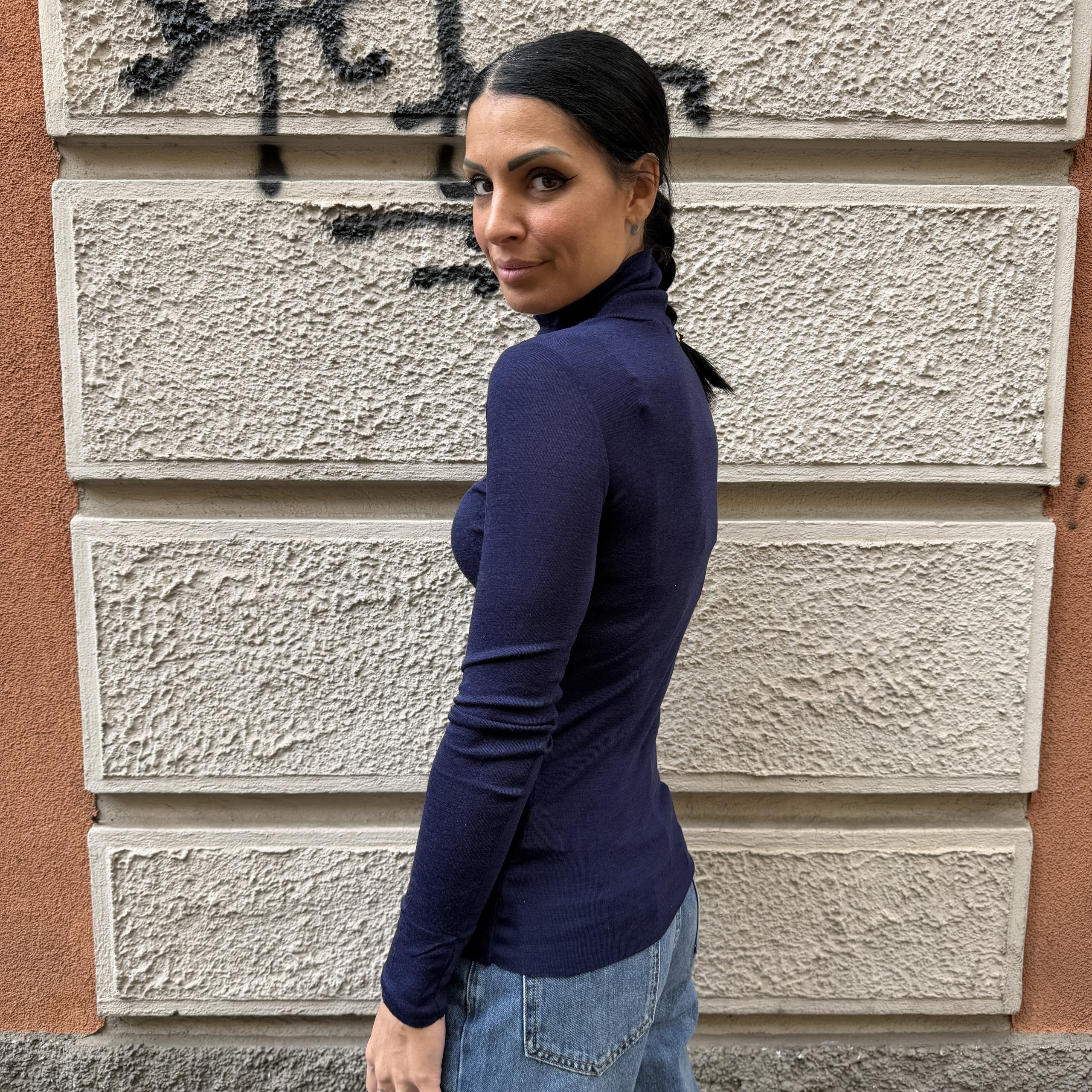 GL for Her - Dolcevita in lana - GLD218RX - Navy - immagine 2