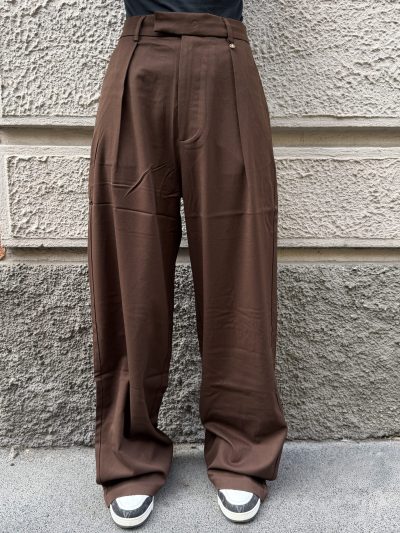 GL for Her - Pantalone con pinces e tasche laterali - GLD7041PA - Dark brown