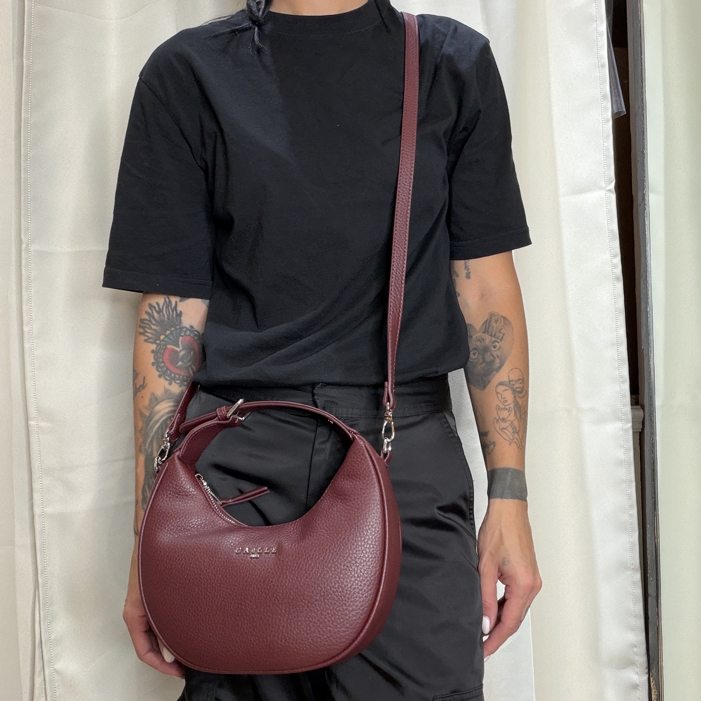 Gaelle Paris - Mini hobo bag essential bottalato - GAACW03223 - Vino - immagine 2