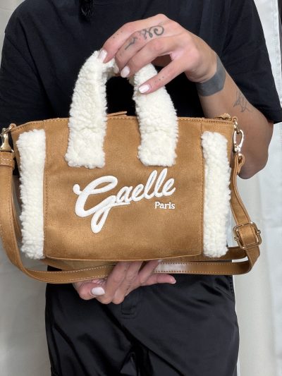 Gaelle Paris - Mini shopper montone maxi logo corsivo - GAACW03291 - Sabbia
