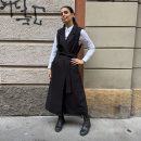 GL for Her - Gilet lungo con colletto rever, doppiopetto e spacco dietro - GLD9018JW - Nero