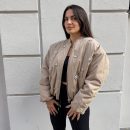 WONDERLAND - Bomber oversize custom con applicazioni gioiello - Beige