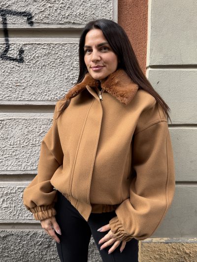 Kostumn1 - Bomber collo ecopelliccia - KE26102 - Camel