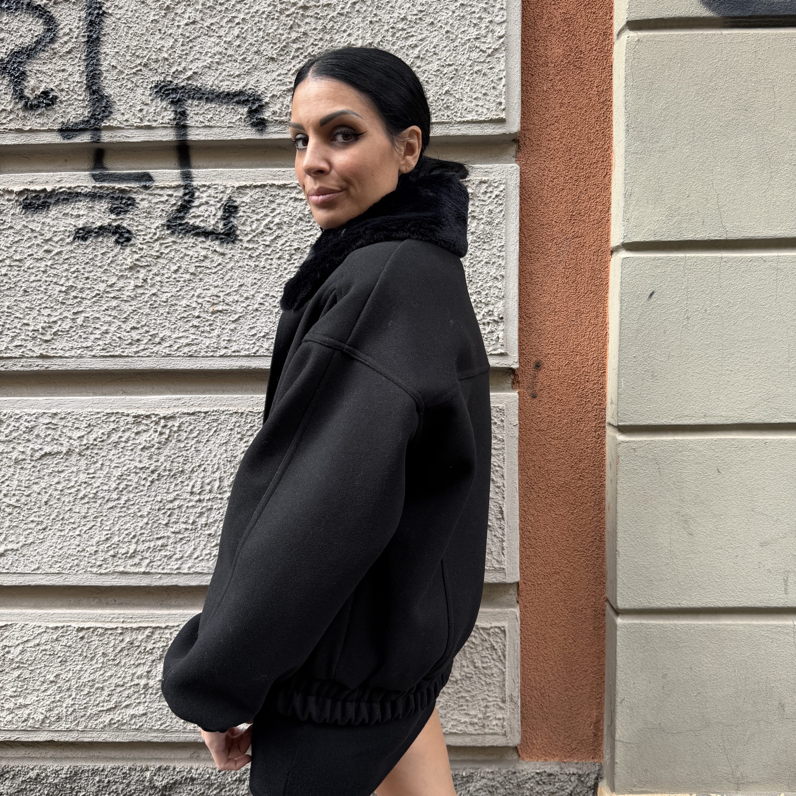 Kostumn1 - Bomber collo ecopelliccia - KE26102 - Nero - immagine 2