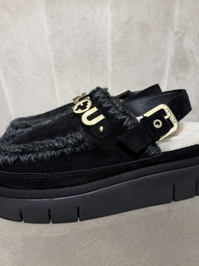 Mou - Bounce clog back strap - letter logo - MU.FW531026A/BKBK - Black/black