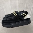 Mou - Bounce clog back strap - letter logo - MU.FW531026A/BKBK - Black/black