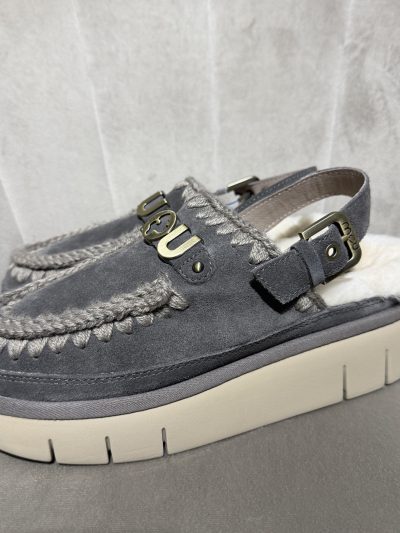 Mou - Bounce clog back strap - letter logo - MU.FW531026A/CHA - Charcoal