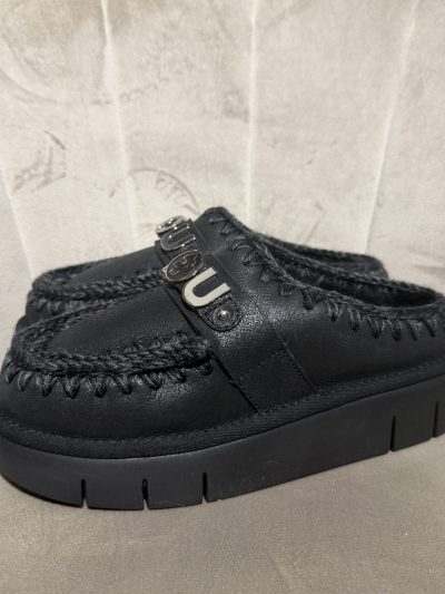 Mou - Bounce clog special leather - MU.FW531001B/CBKG - Cracked black/grey