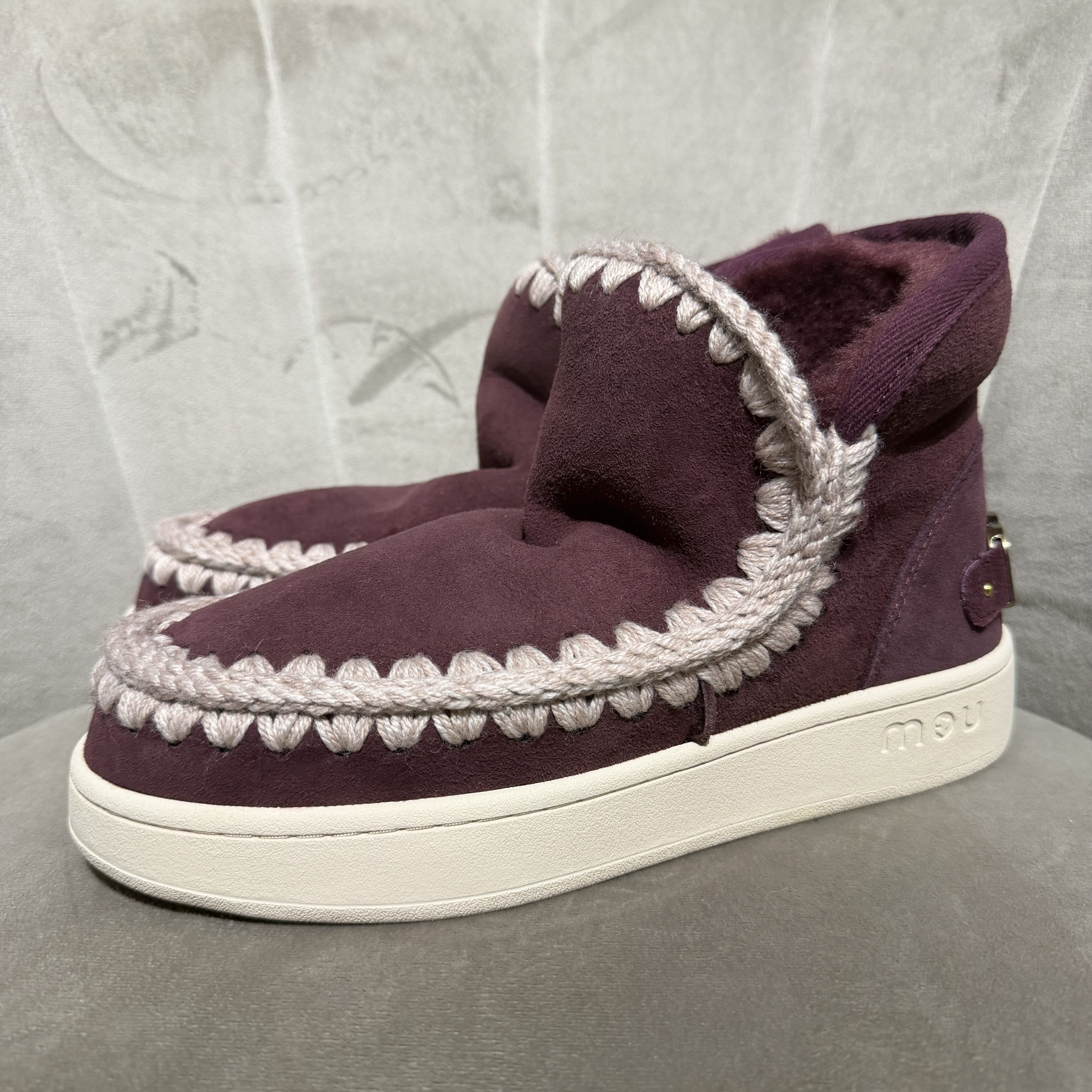 Mou - New eskimo sneaker suede - letter logo - MU.FW741001A/CAB - Cabernet
