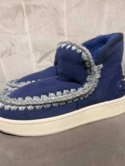 Mou - New eskimo sneaker suede - letter logo - MU.FW741001A/DPNAV - Deep navy