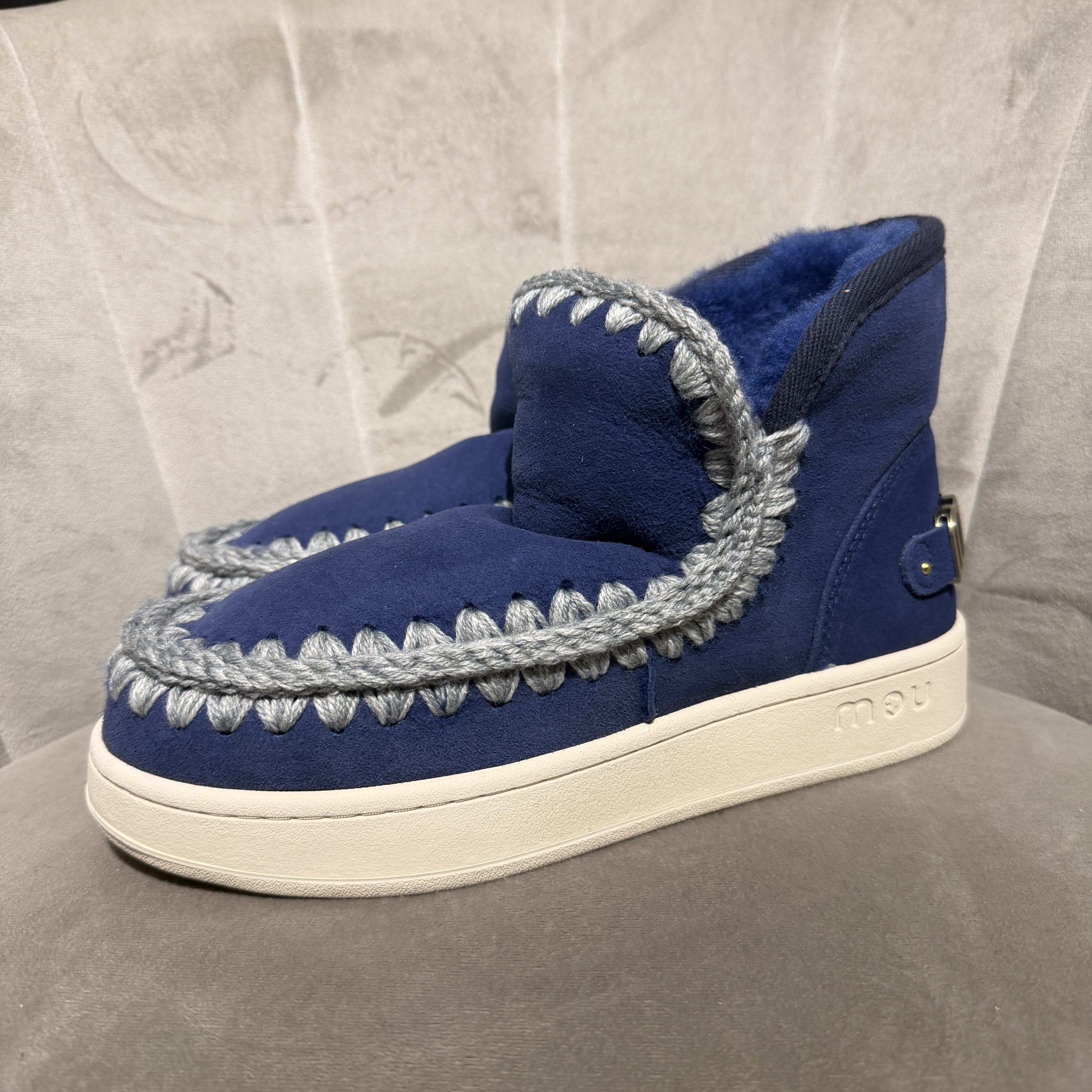 Mou - New eskimo sneaker suede - letter logo - MU.FW741001A/DPNAV - Deep navy