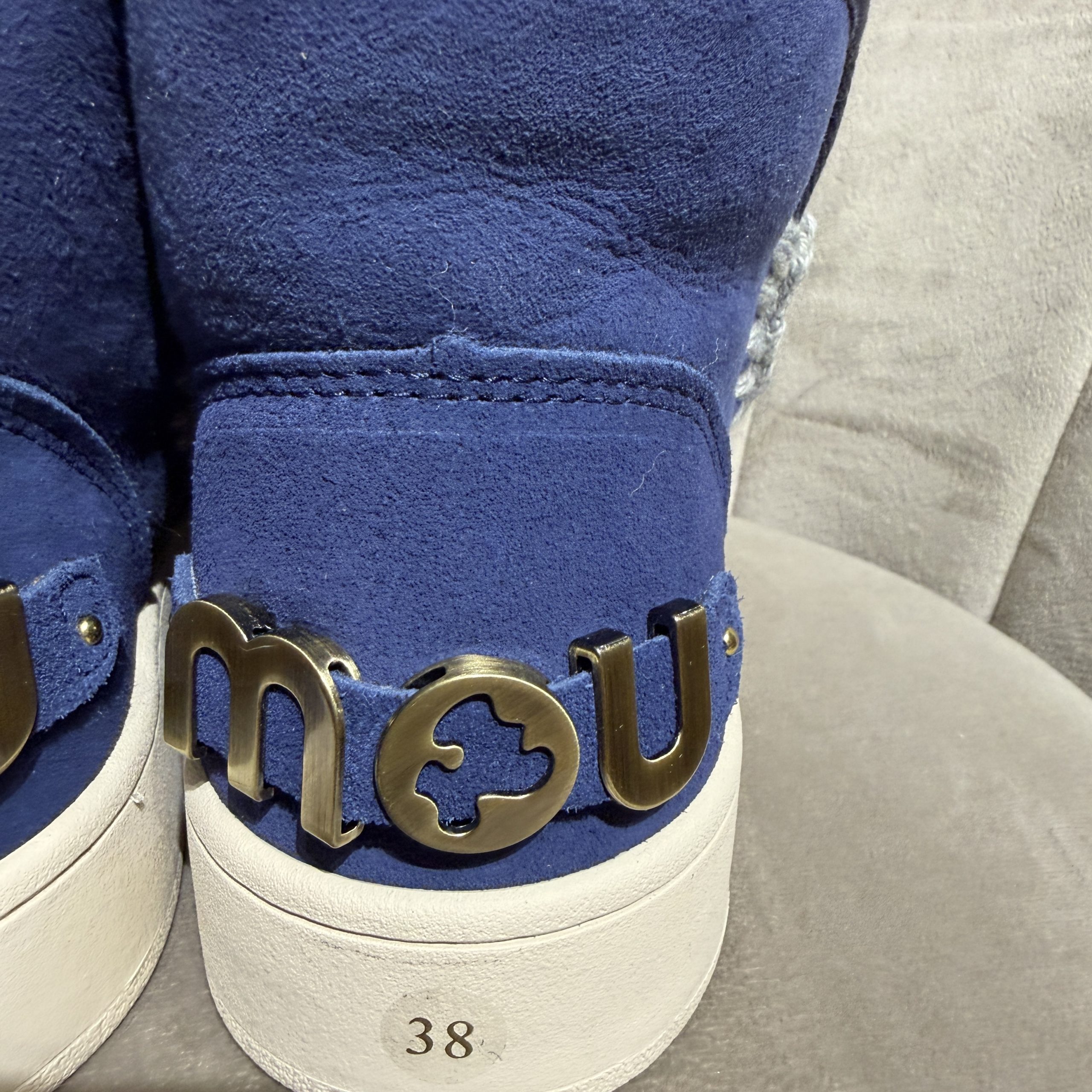 Mou - New eskimo sneaker suede - letter logo - MU.FW741001A/DPNAV - Deep navy - immagine 4