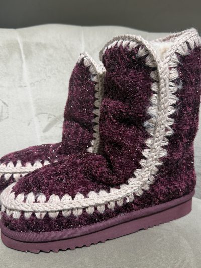 Mou - Eskimo 24 lurex tweed - letter logo - MU.FW741009K/TKBUR - Tweed kadai burgundy