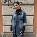 Gaelle Paris - Camicia over in denim - GAABW11558 - Blu scuro