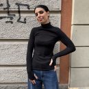 Gaelle Paris - Maglia manica lunga dolcevita con ricamo logo - GAABW11402 - Nero