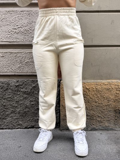 Hinnominate - Pantaloni in felpa con tasconi - HMABW03114 - Bianco burro