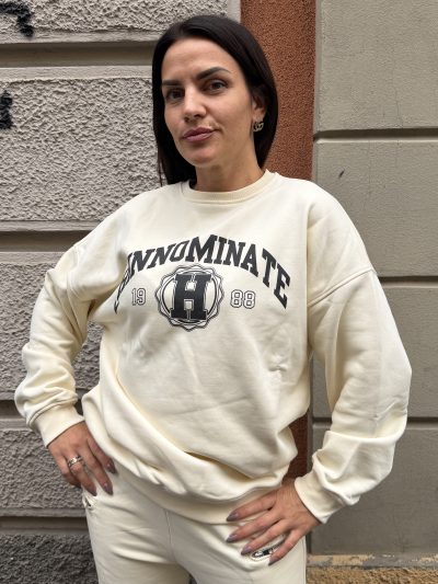 Hinnominate - Felpa paricollo over - HMABW03173 - Bianco burro
